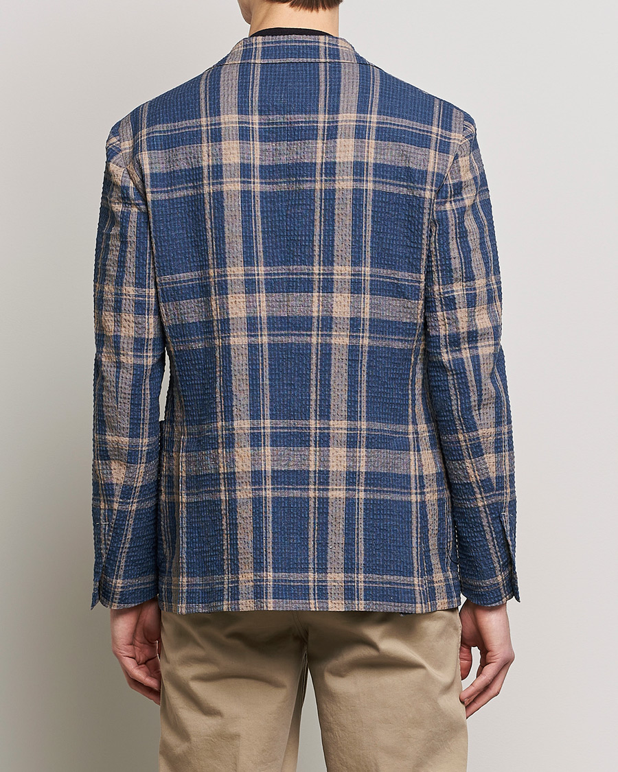 Herr | Kavajer | Lardini | Cotton/Linen Melange Seersucker Blazer Navy