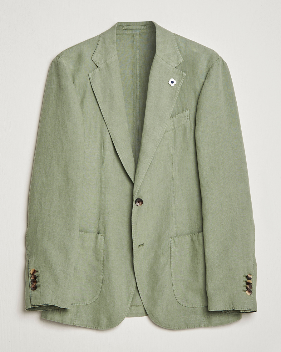 Herr | Kavajer | Lardini | Patch Pocket Linen Blazer Olive
