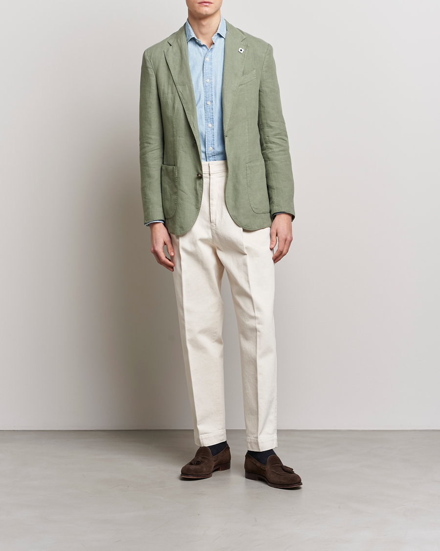 Herr | Kavajer | Lardini | Patch Pocket Linen Blazer Olive