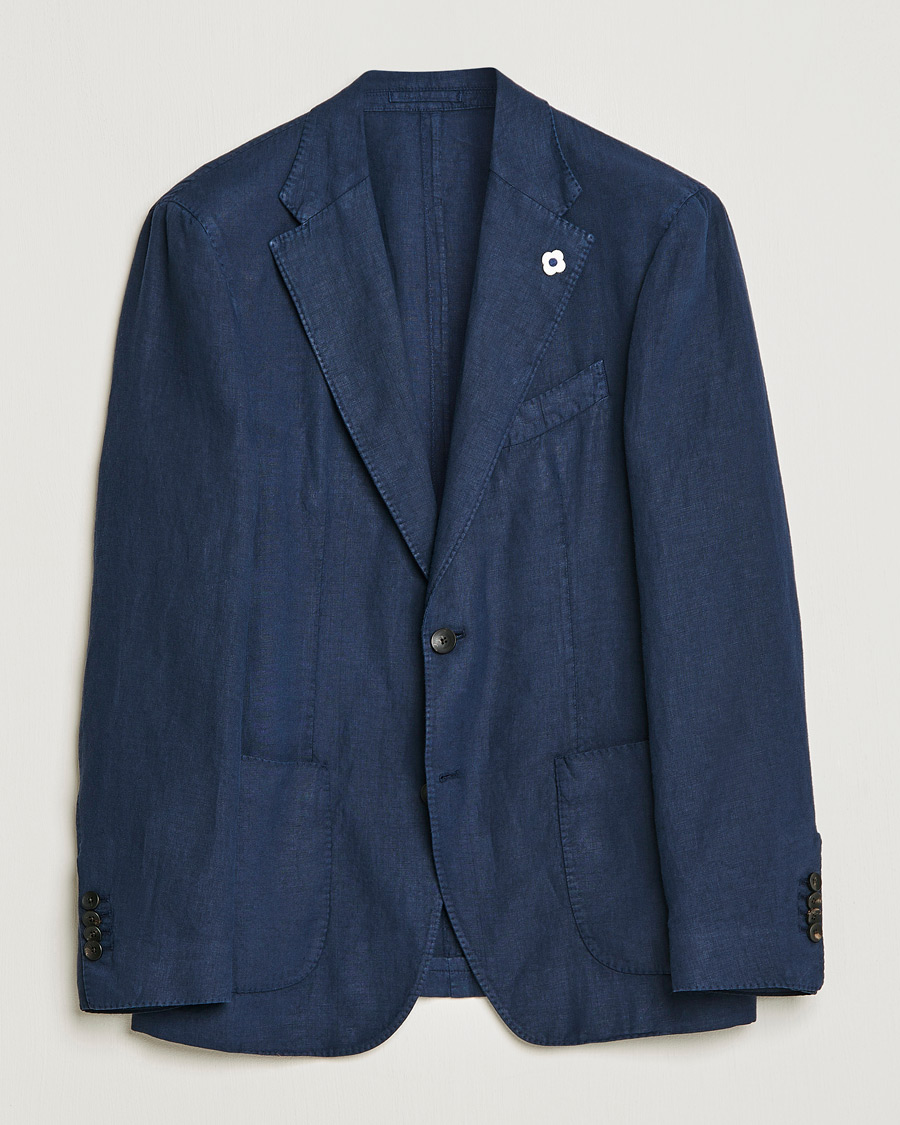 Herr | Kavajer | Lardini | Patch Pocket Linen Blazer Navy