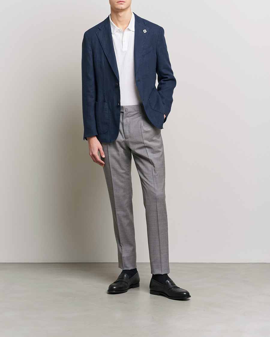 Herr | Kavajer | Lardini | Patch Pocket Linen Blazer Navy