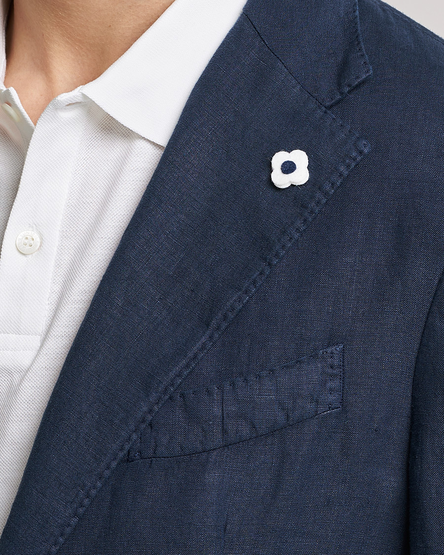 Herr | Kavajer | Lardini | Patch Pocket Linen Blazer Navy