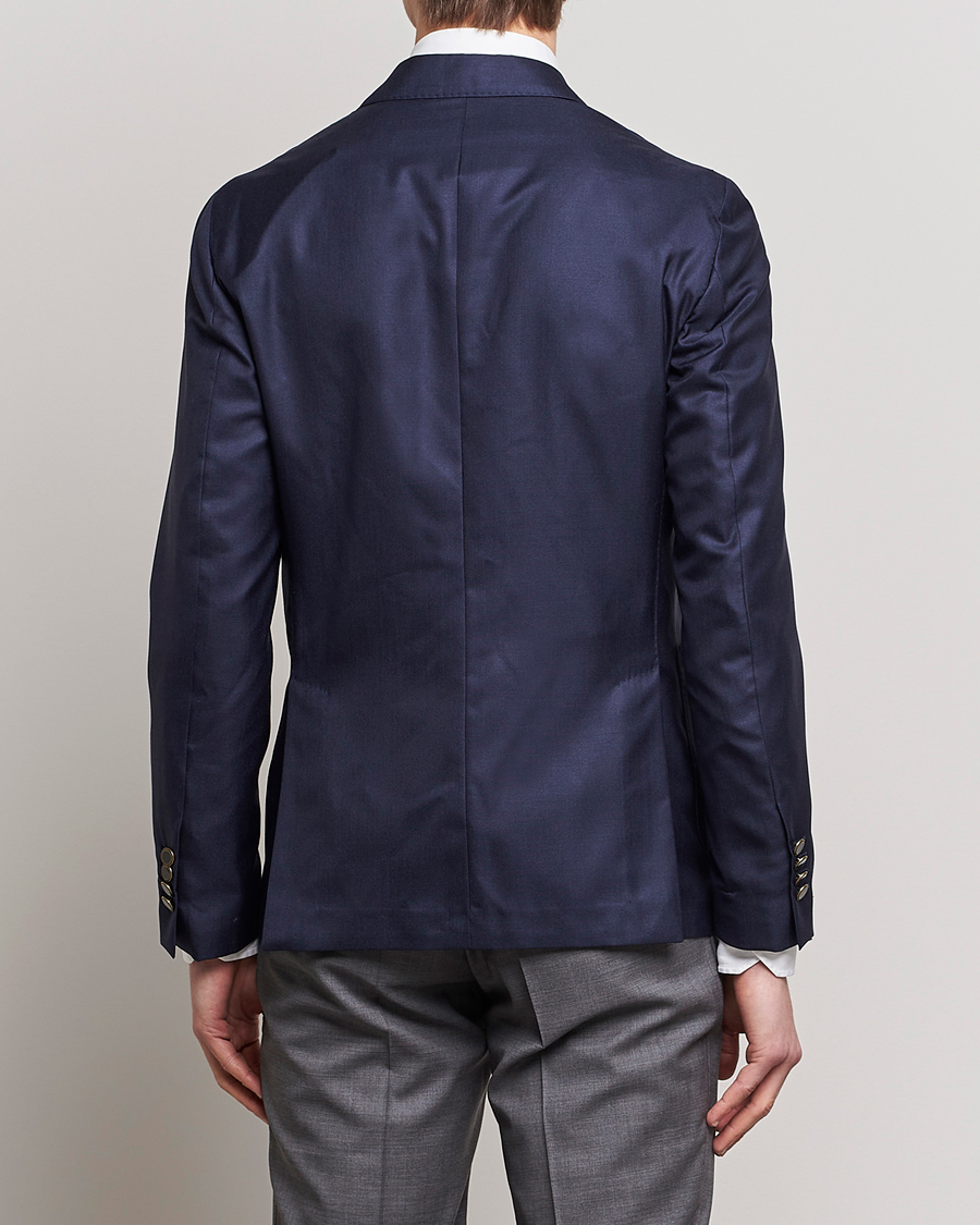 Herr | Kavajer | Lardini | Soft Double Breasted Cashmere/Silk Blazer Navy