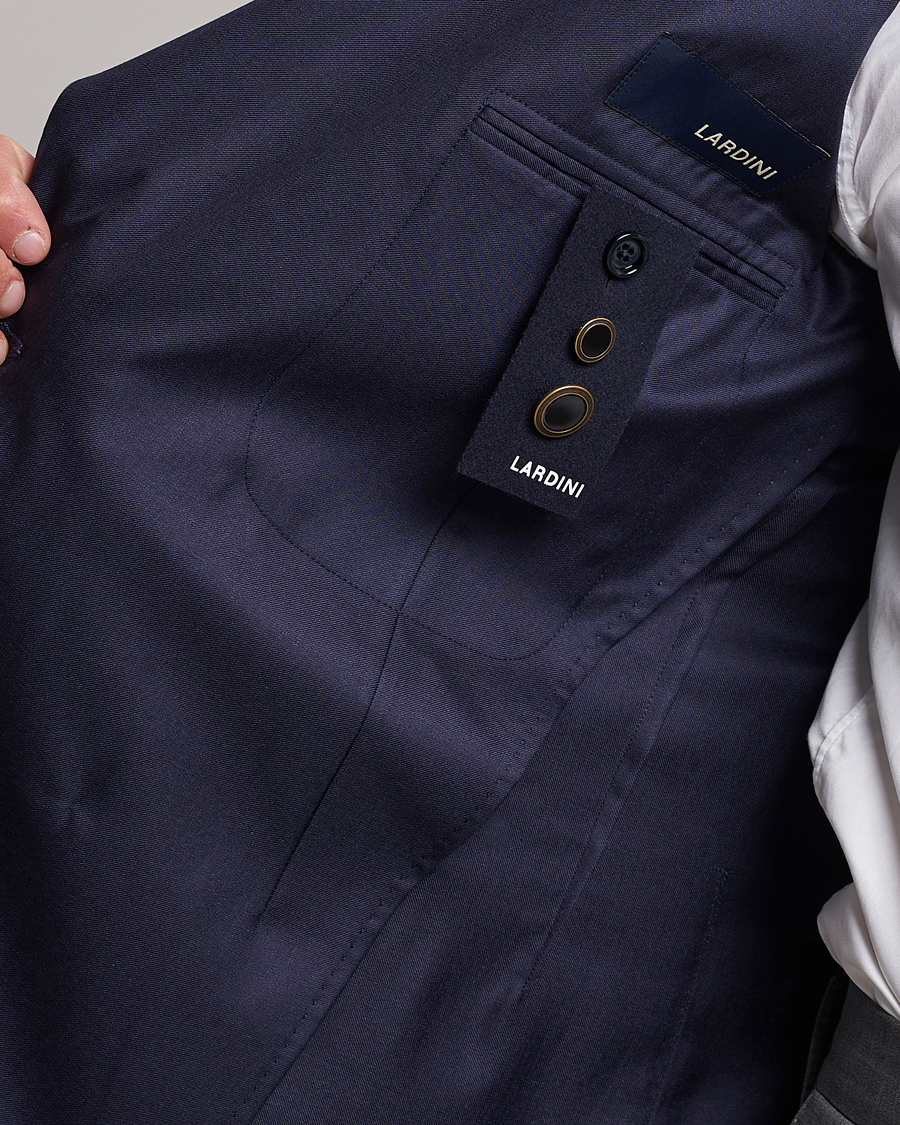 Herr | Kavajer | Lardini | Soft Double Breasted Cashmere/Silk Blazer Navy