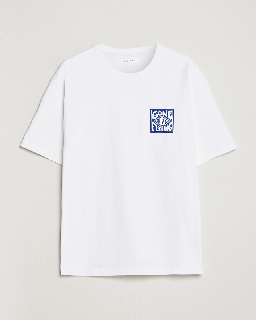 Herr | T-Shirts | Samsøe Samsøe | Samsøe & Samsøe Gone Fishing T-Shirt White