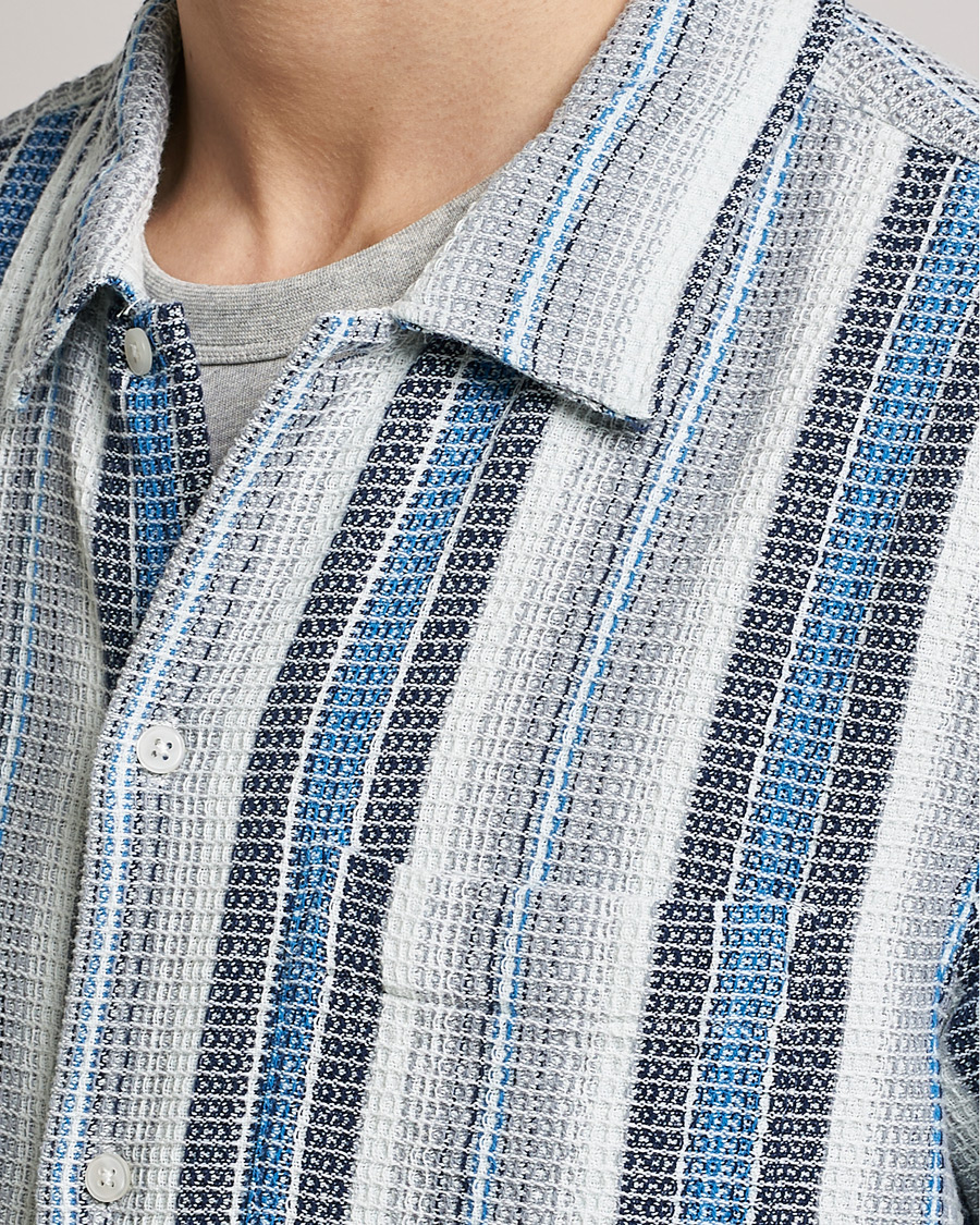 Herr | Skjortor | Samsøe Samsøe | Samsøe & Samsøe Avan Organic Cotton Short Sleeve Shirt Blue Stripe