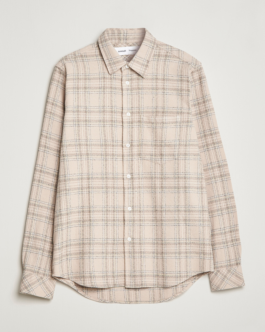 Herr | Skjortor | Samsøe Samsøe | Samsøe & Samsøe Liam Organic Cotton Overshirt Oatmeal Check