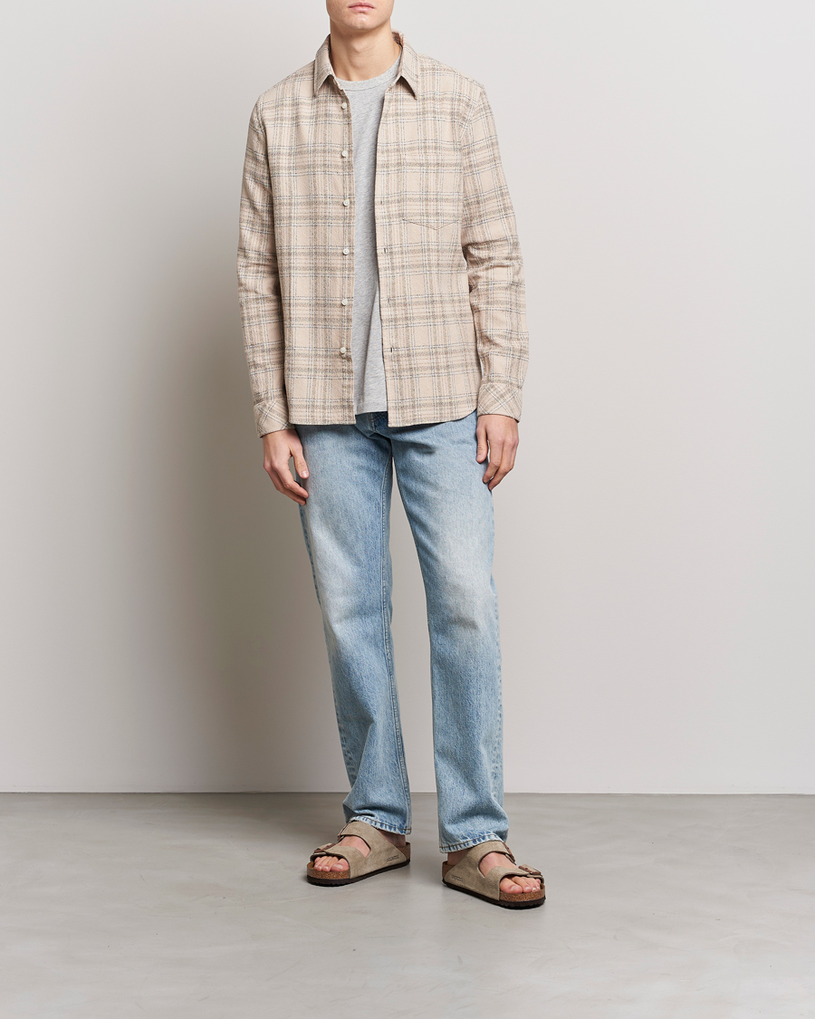 Herr | Skjortor | Samsøe Samsøe | Samsøe & Samsøe Liam Organic Cotton Overshirt Oatmeal Check
