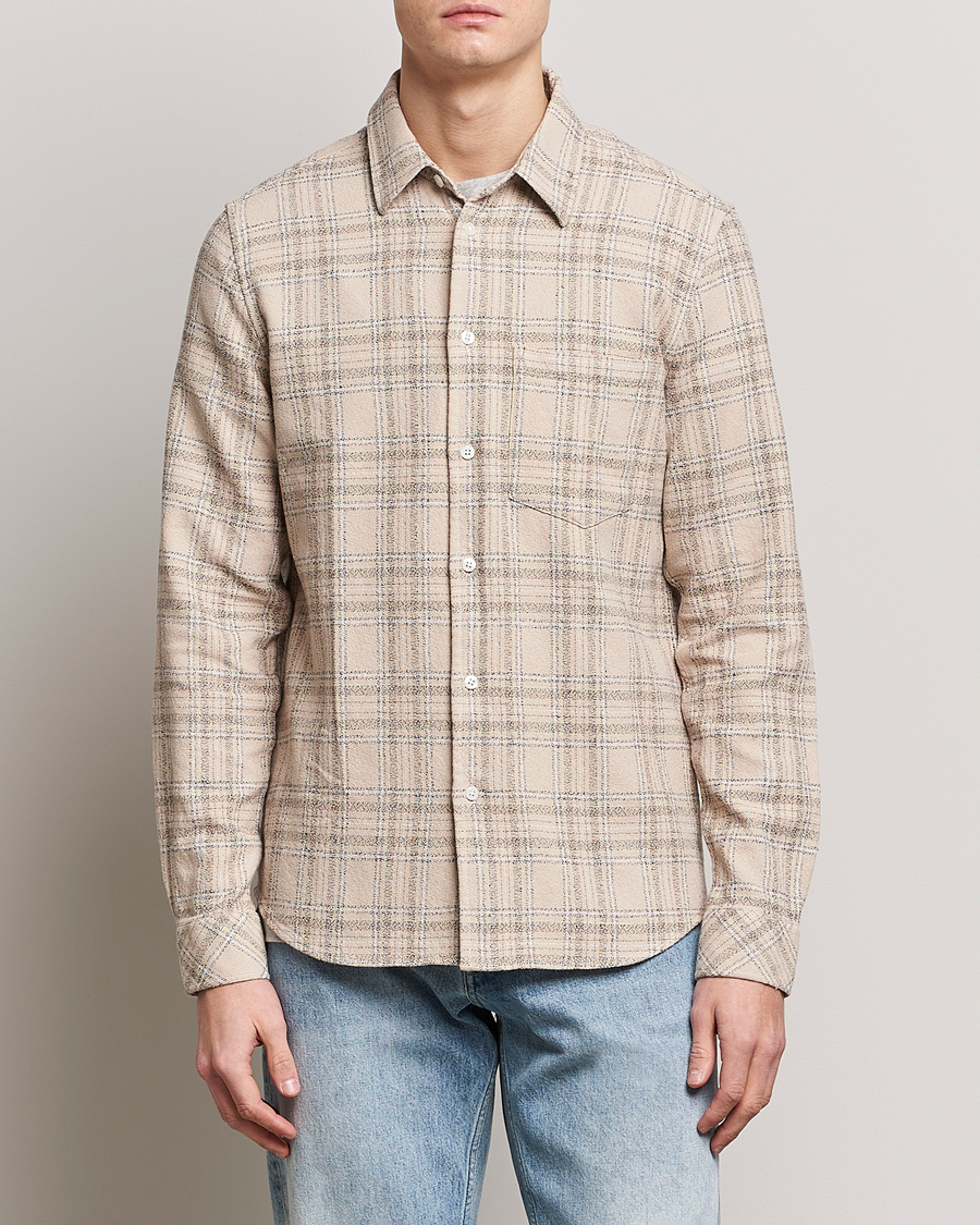 Herr | Skjortor | Samsøe Samsøe | Samsøe & Samsøe Liam Organic Cotton Overshirt Oatmeal Check