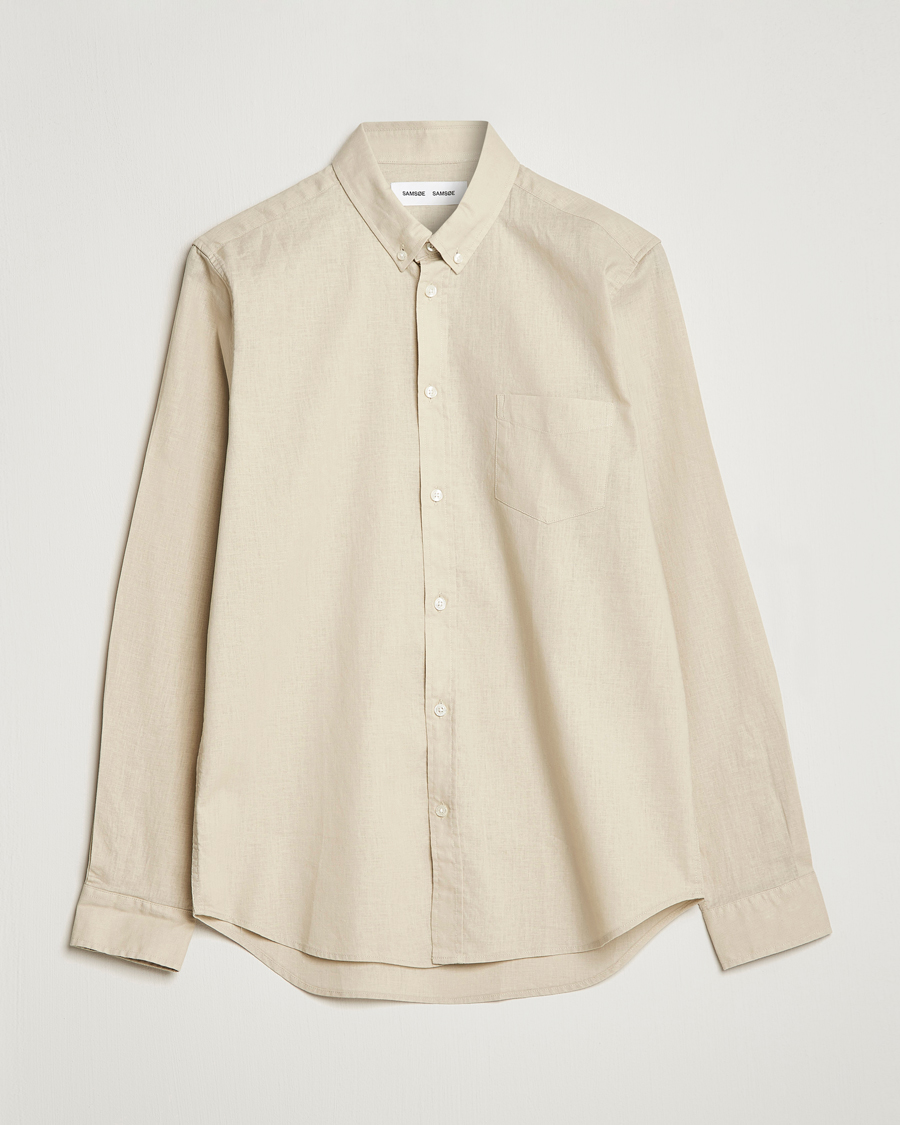 Herr | Skjortor | Samsøe Samsøe | Samsøe & Samsøe Liam Linen Cotton Shirt Oatmeal
