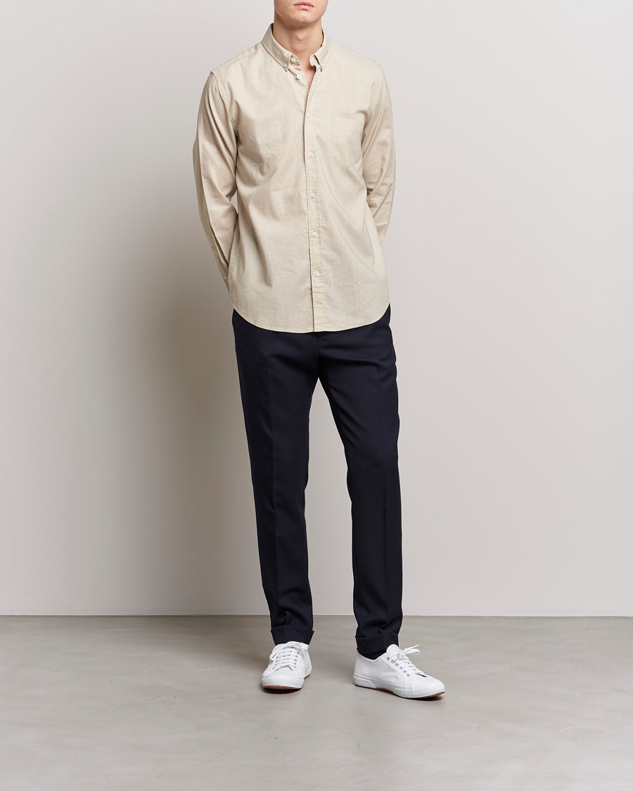 Herr | Skjortor | Samsøe Samsøe | Samsøe & Samsøe Liam Linen Cotton Shirt Oatmeal