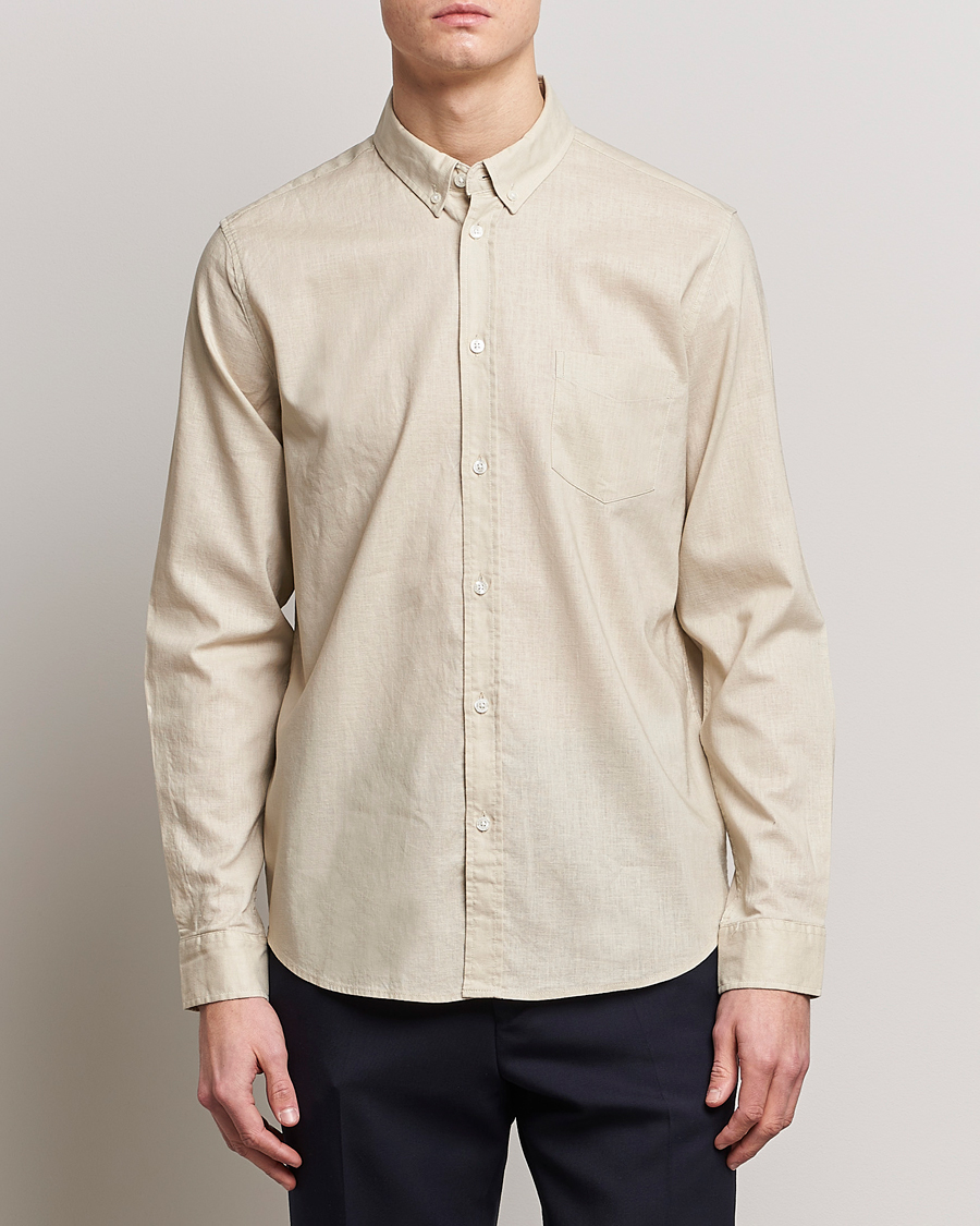 Herr | Linneskjortor | Samsøe & Samsøe | Liam Linen Cotton Shirt Oatmeal