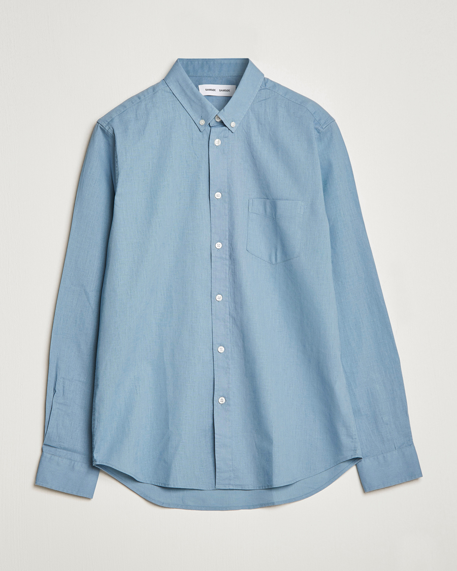 Herr | Skjortor | Samsøe Samsøe | Samsøe & Samsøe Liam Linen Cotton Shirt Ashley Blue