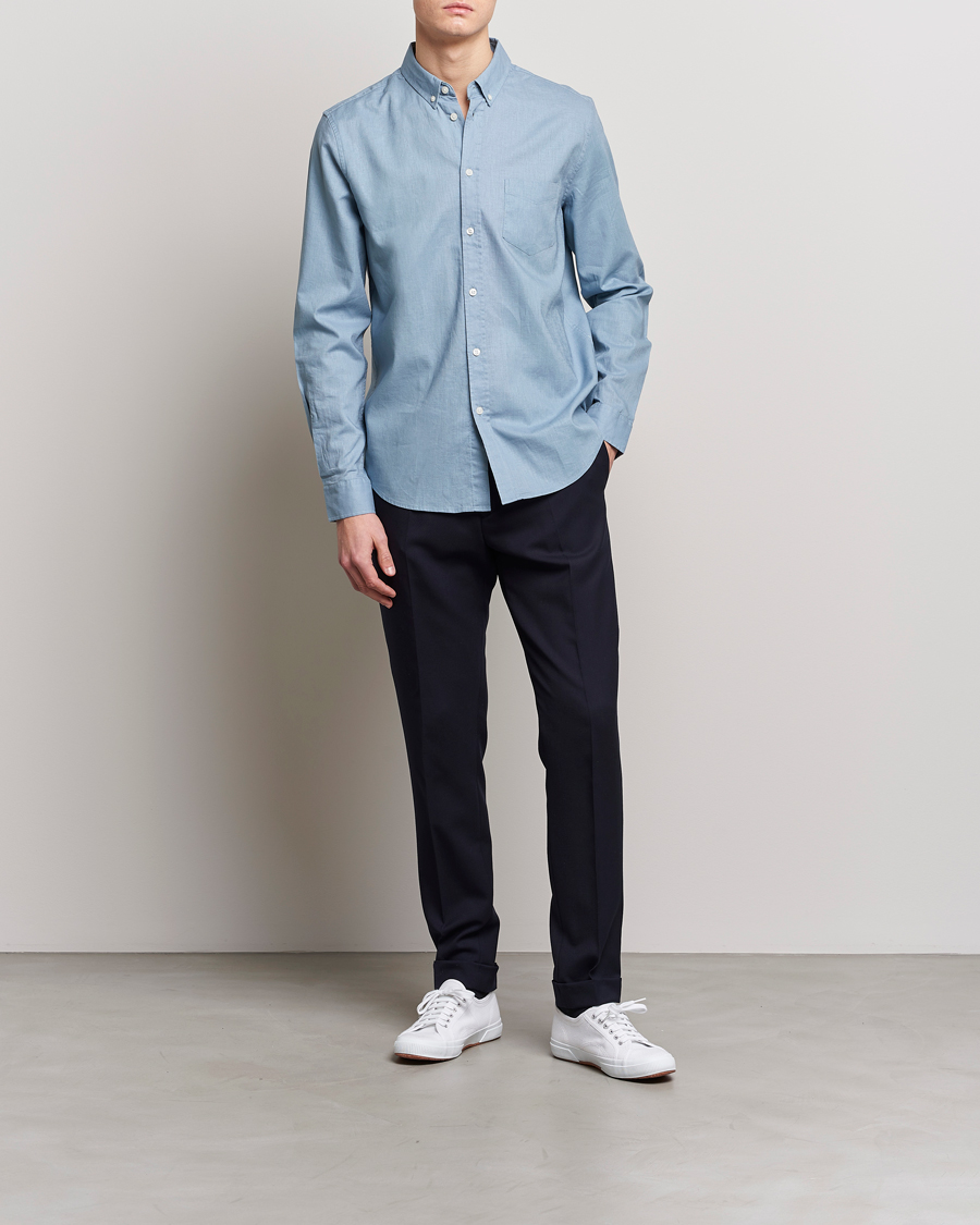 Herr | Skjortor | Samsøe Samsøe | Samsøe & Samsøe Liam Linen Cotton Shirt Ashley Blue