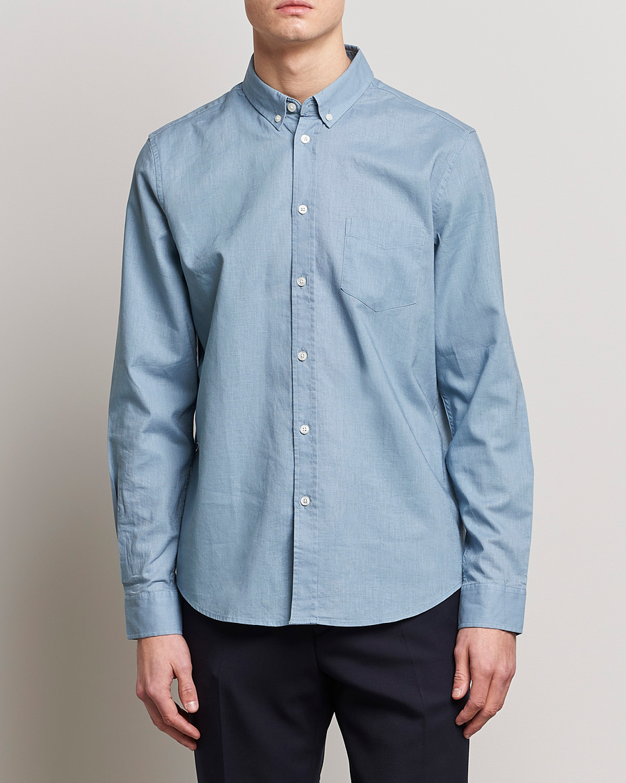 Herr | Skjortor | Samsøe Samsøe | Samsøe & Samsøe Liam Linen Cotton Shirt Ashley Blue