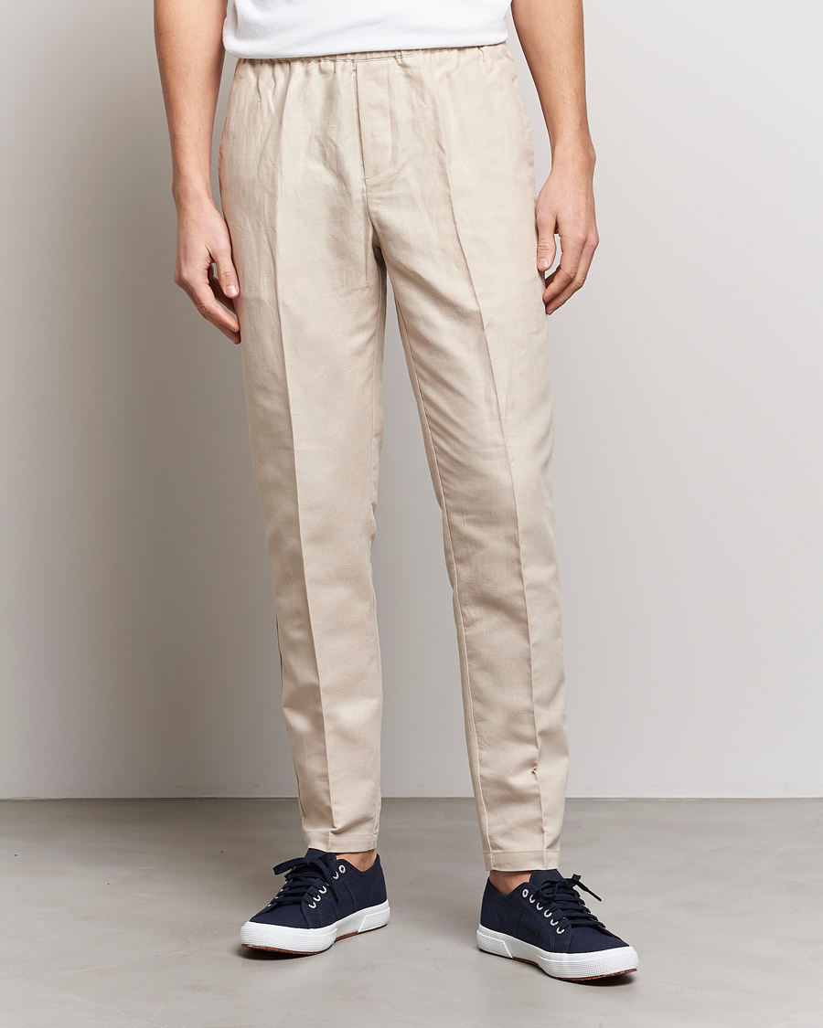 Herr | Drawstringbyxor | Samsøe & Samsøe | Smithy Linen Cotton Trousers Oatmeal