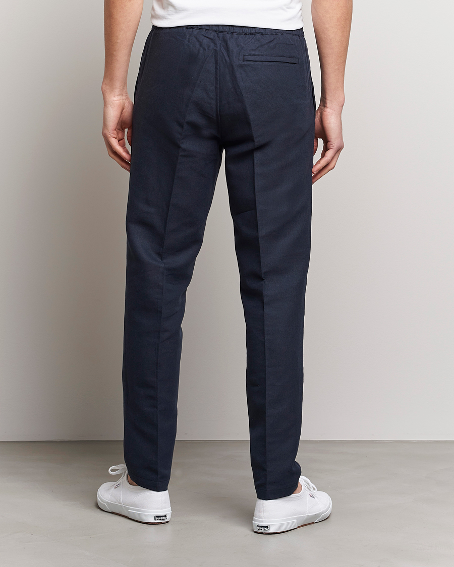 Herr | Byxor | Samsøe Samsøe | Smithy Linen/Cotton Drawstring Trousers Salute Navy
