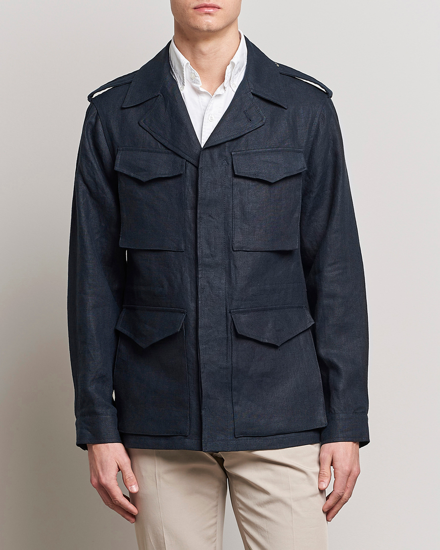 Herr | Field jackets | Private White V.C. | Linen Field Jacket Navy