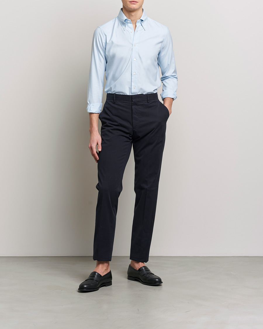 Herr | Skjortor | 100Hands | Gold Line Natural Stretch Oxford Shirt Light Blue