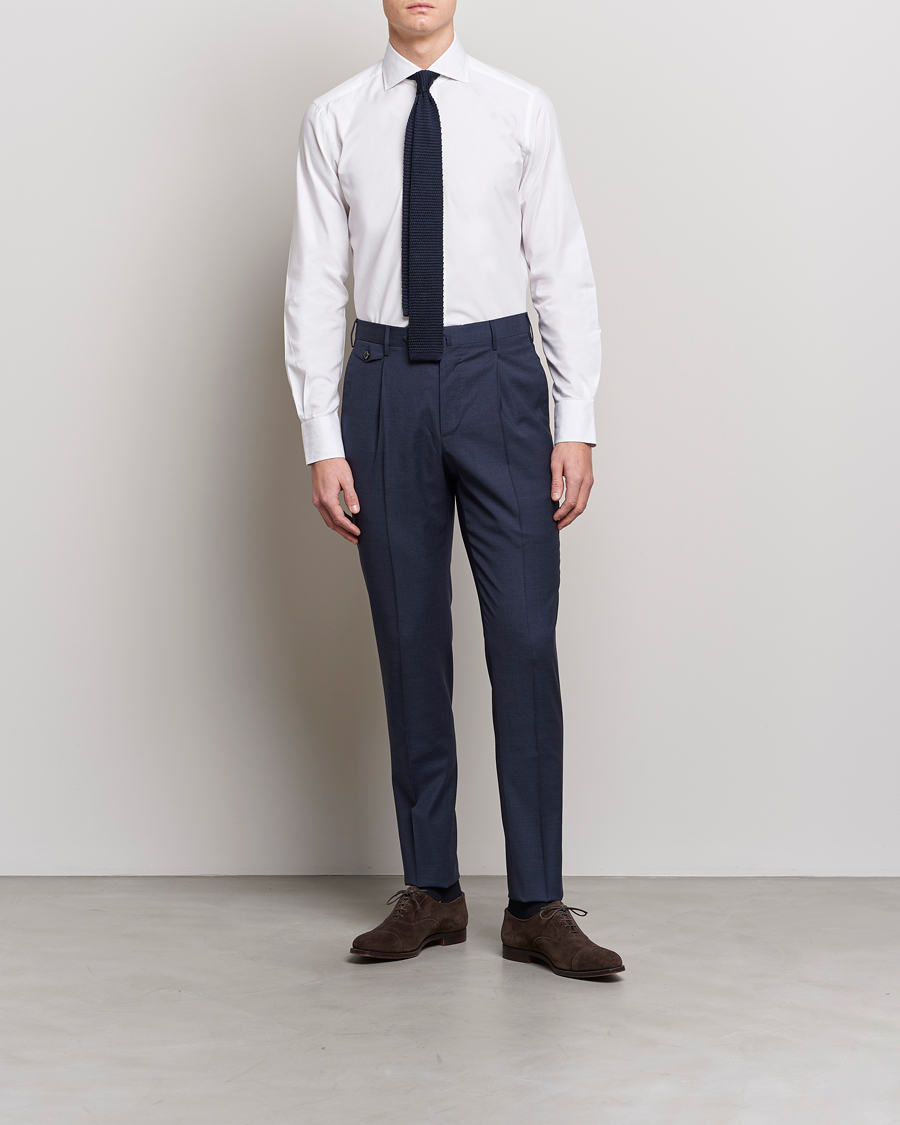 Herr | Skjortor | 100Hands | Gold Line Cotton Twill Cut Away Shirt White