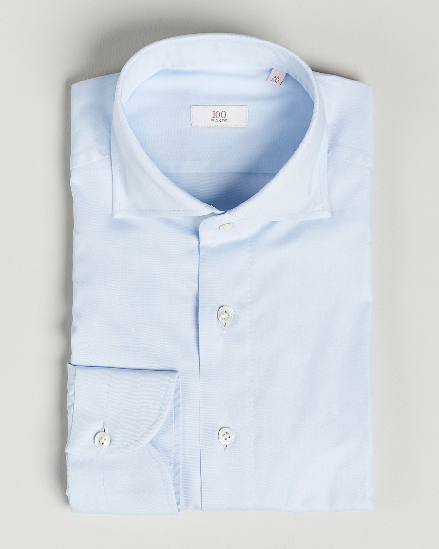 Herr |  | 100Hands | Gold Line Cotton Twill Cut Away Shirt Light Blue