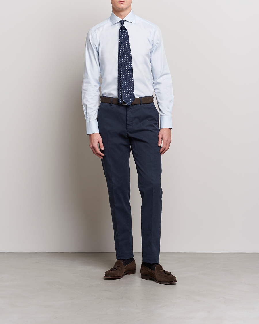 Herr | Skjortor | 100Hands | Gold Line Cotton Twill Cut Away Shirt Light Blue