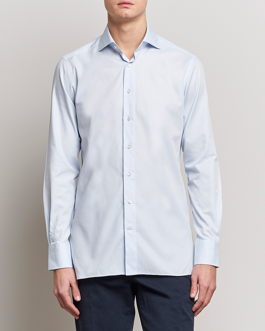 Herr |  | 100Hands | Gold Line Cotton Twill Cut Away Shirt Light Blue