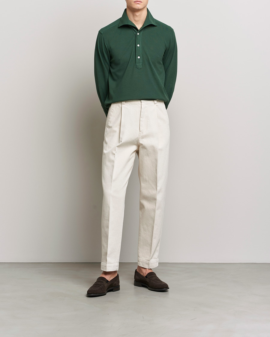 Herr | Skjortor | 100Hands | Signature One Piece Jersey Polo Emerald Green