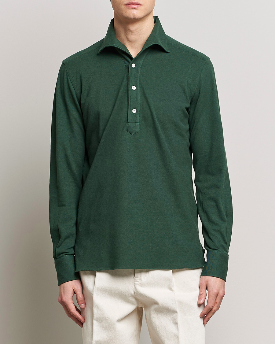 Herr | Skjortor | 100Hands | Signature One Piece Jersey Polo Emerald Green