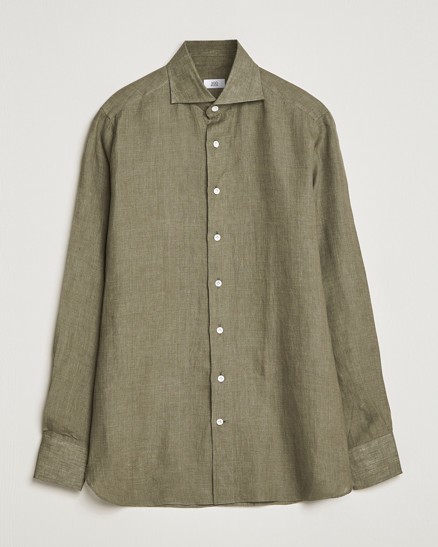 Herr | Skjortor | 100Hands | Signature Linen Cut Away Shirt Green