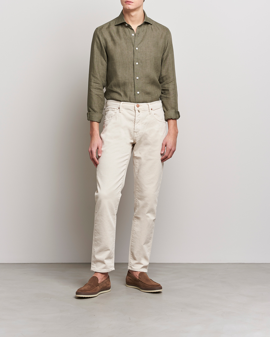 Herr | Skjortor | 100Hands | Signature Linen Cut Away Shirt Green