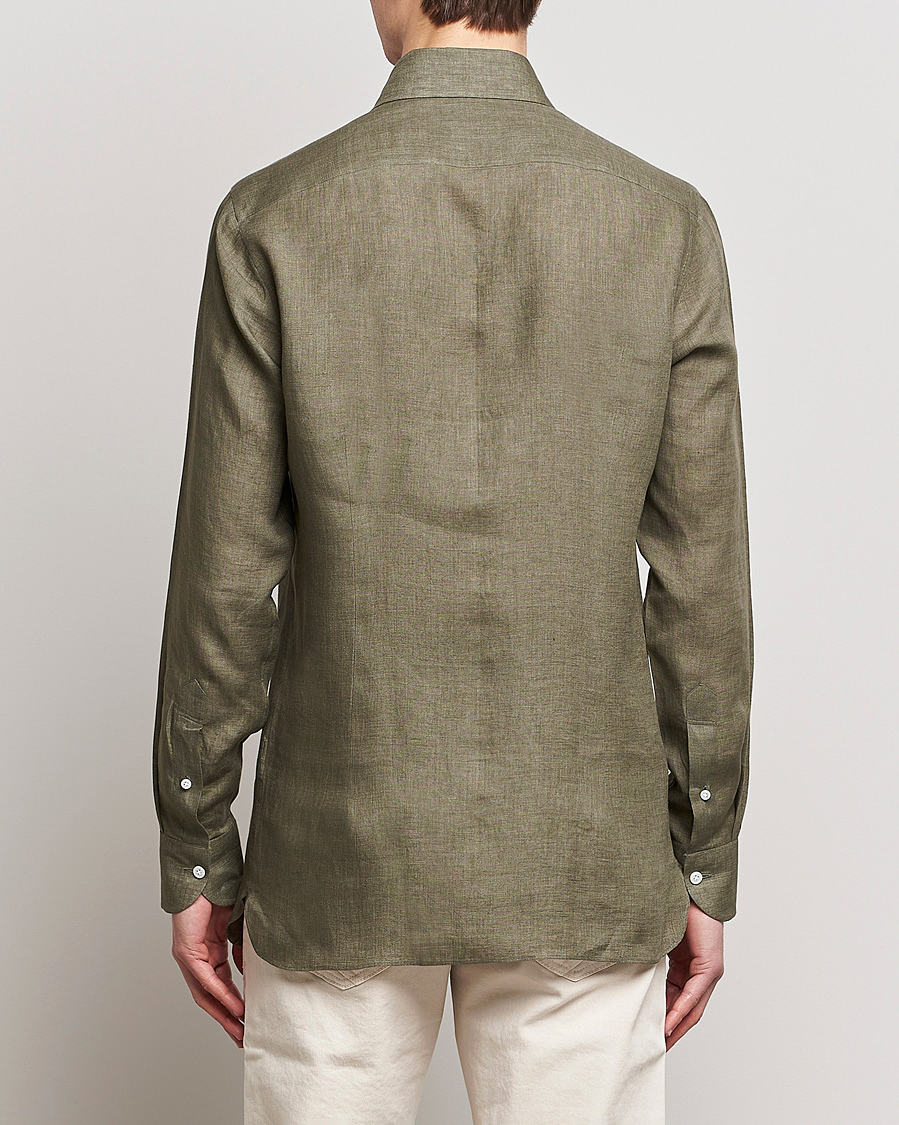 Herr | Skjortor | 100Hands | Signature Linen Cut Away Shirt Green