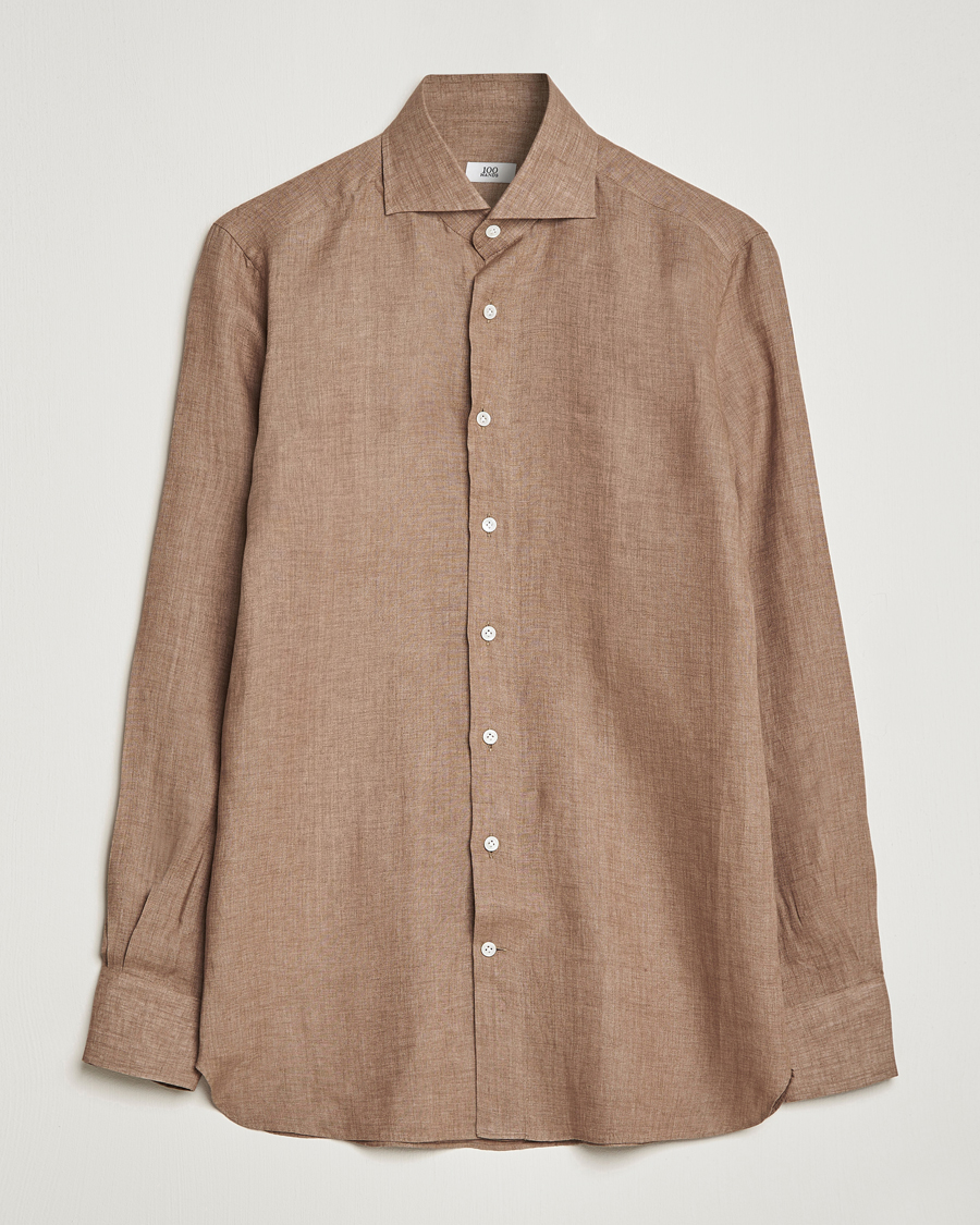 Herr | Skjortor | 100Hands | Signature Linen Cut Away Shirt Taupe