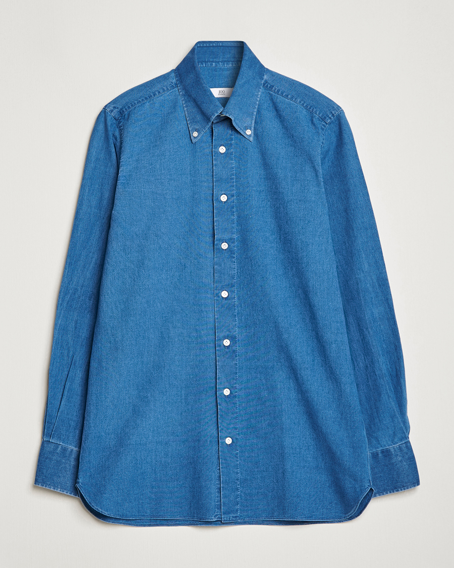 Herr | Skjortor | 100Hands | Japanese Denim Bata Wash Shirt Blue