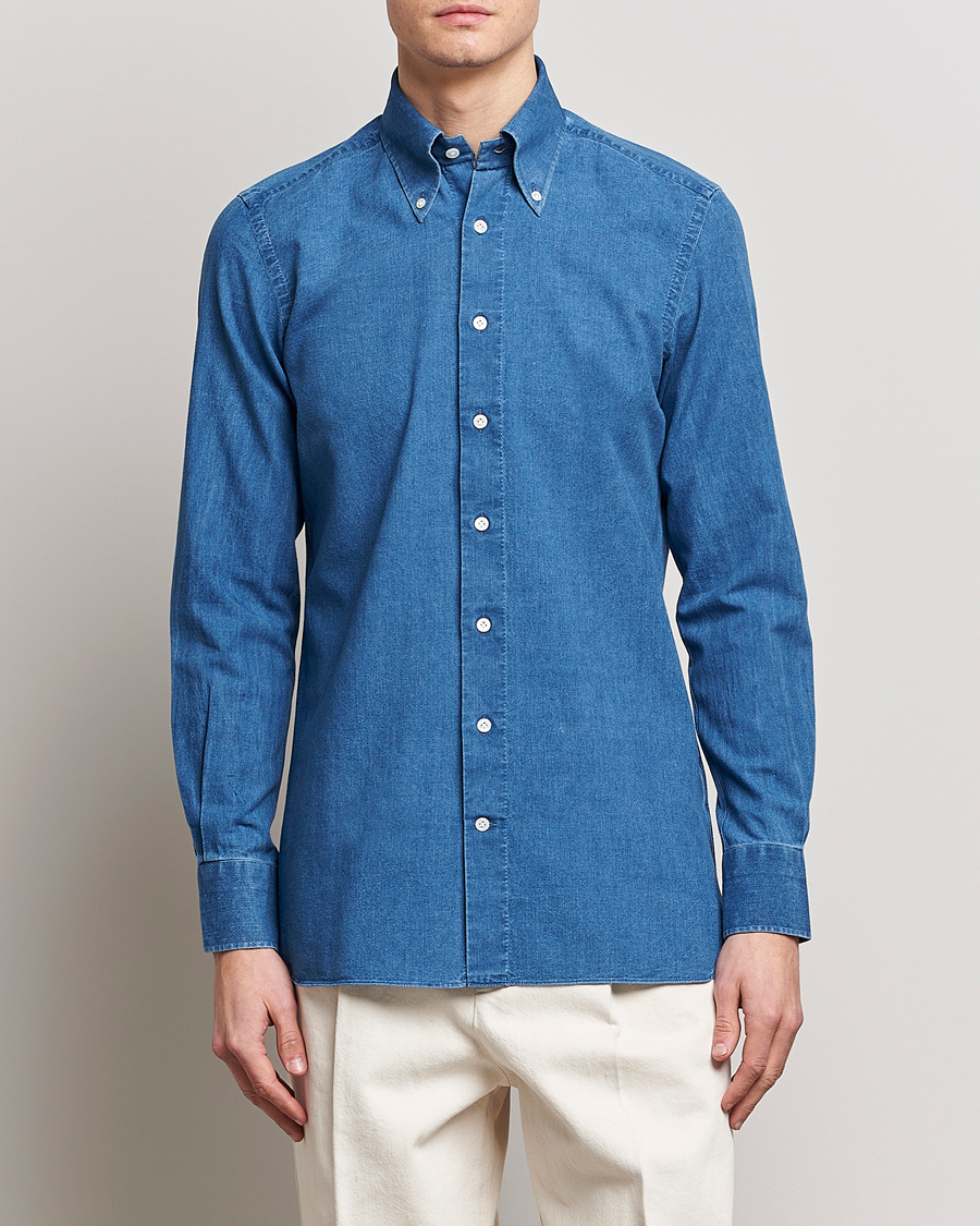 Herr | Skjortor | 100Hands | Japanese Denim Bata Wash Shirt Blue