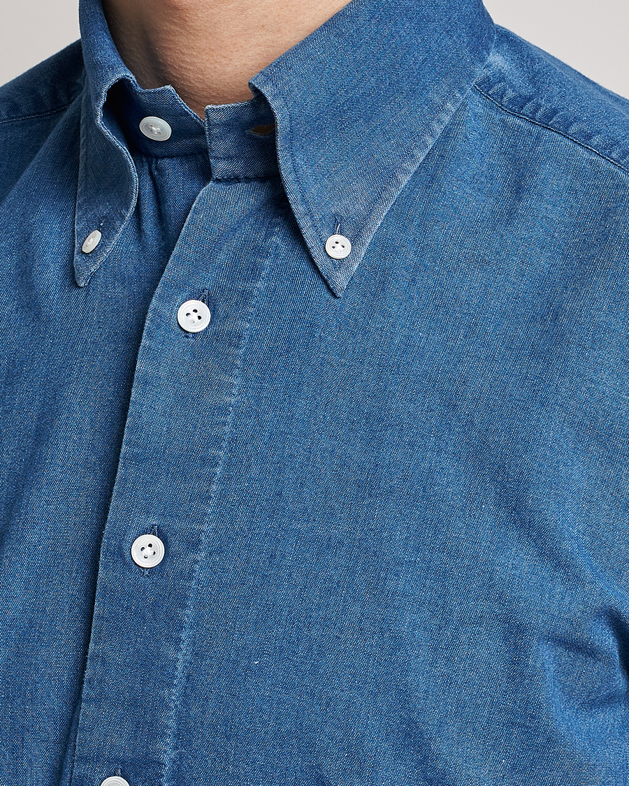 Herr | Skjortor | 100Hands | Japanese Denim Bata Wash Shirt Blue