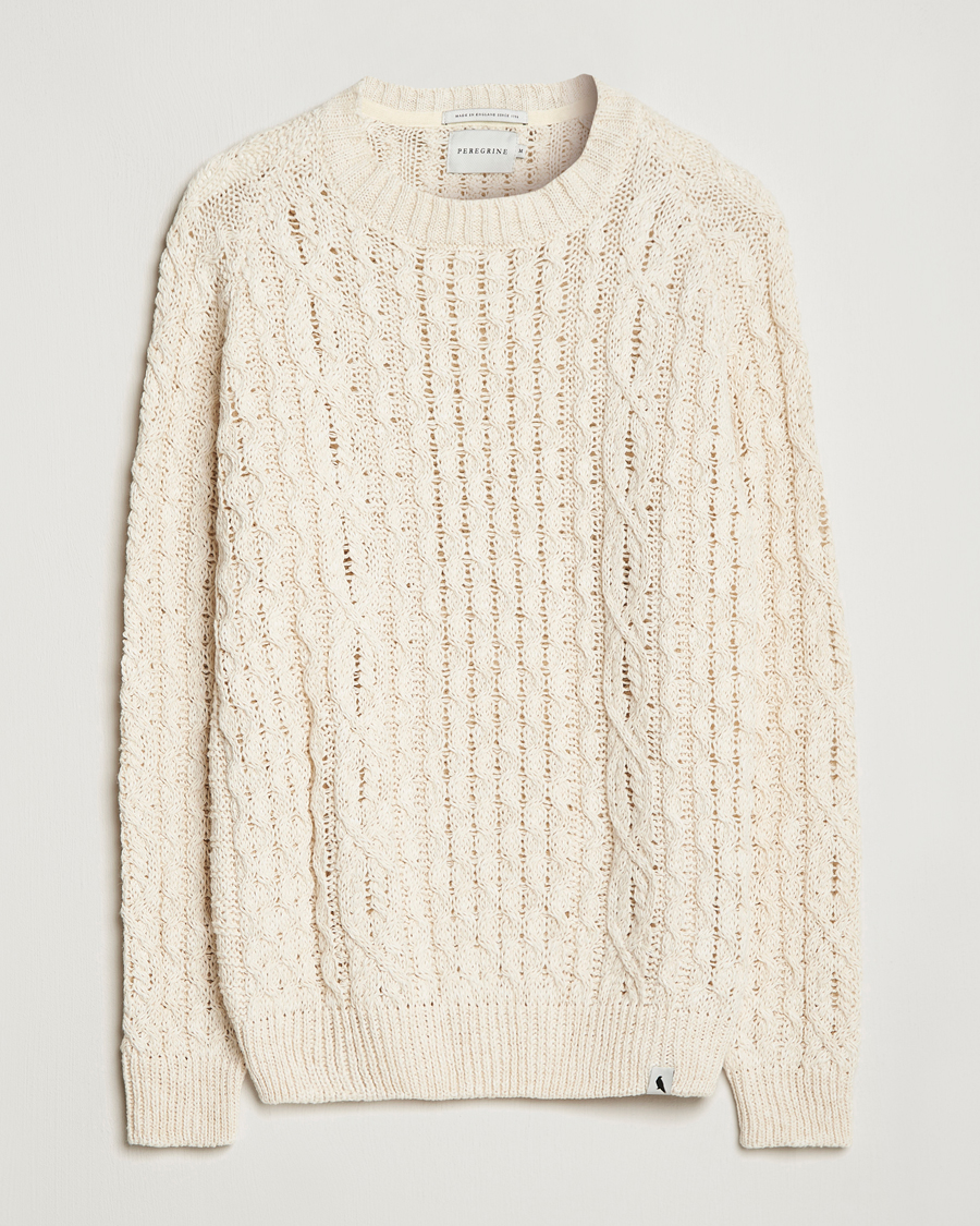 Herr | Tröjor | Peregrine | Linen Arran Jumper Cream