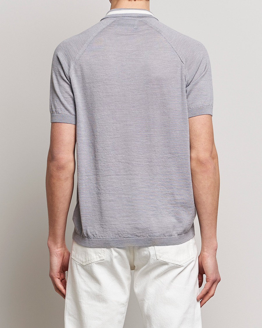 Herr | Pikéer | Peregrine | Textured Wool Short Sleeve Poloshirt Light Grey