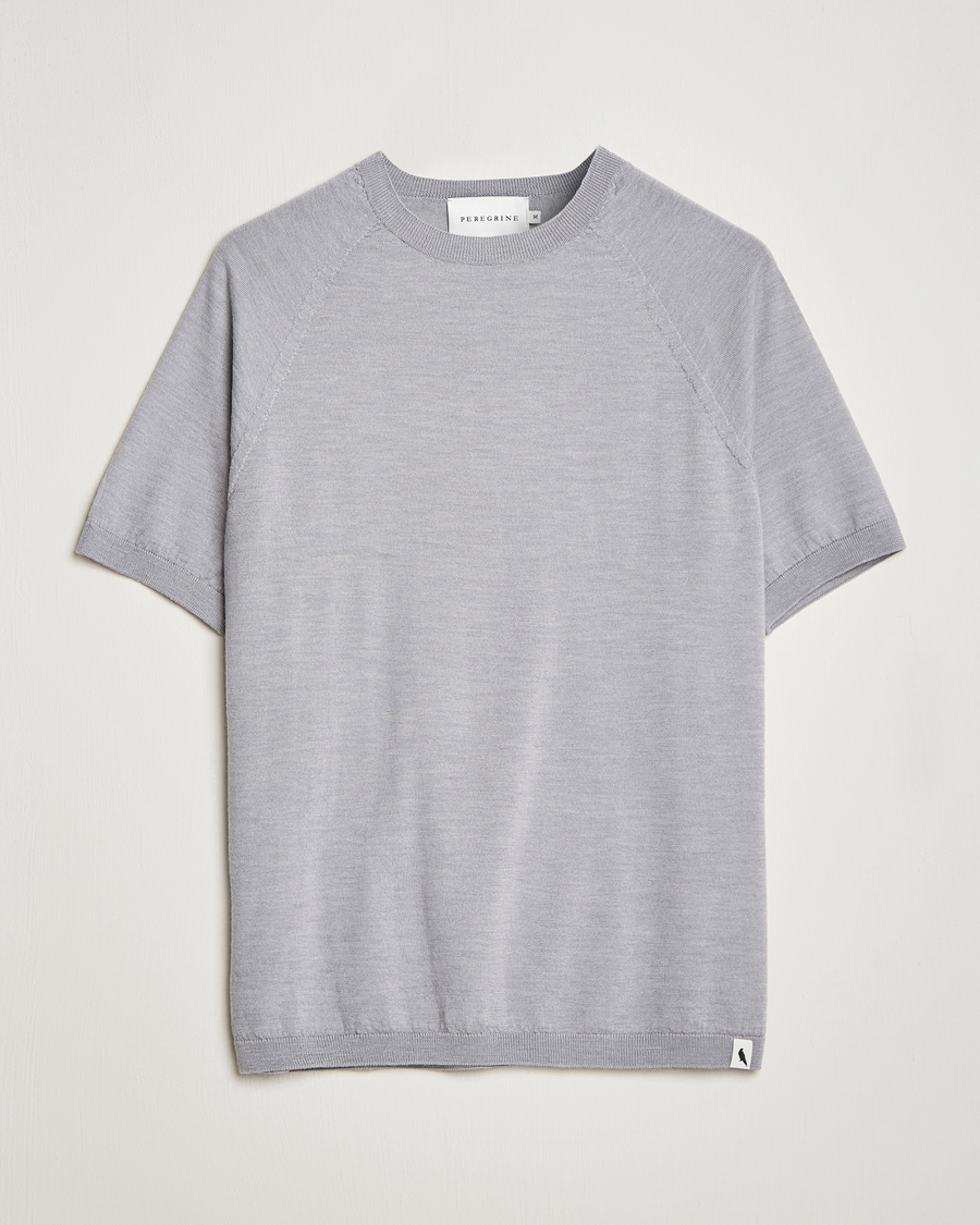 Herr | T-Shirts | Peregrine | Knitted Wool T-Shirt Light Grey
