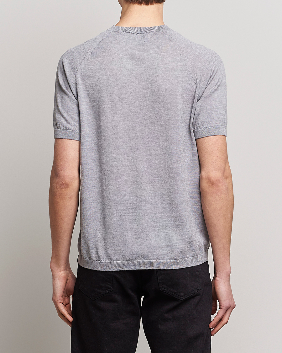 Herr | T-Shirts | Peregrine | Knitted Wool T-Shirt Light Grey
