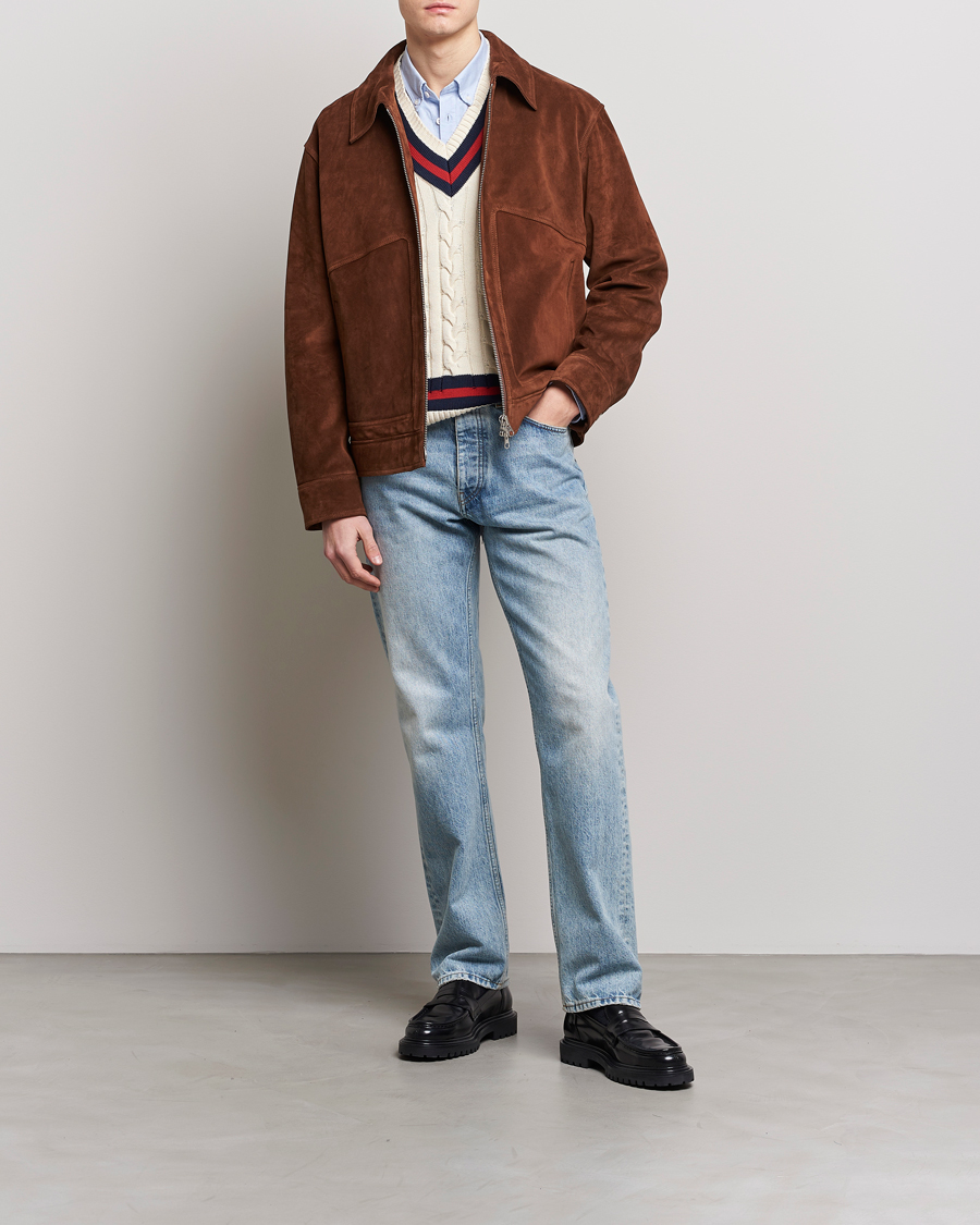 Herr | Jackor | GANT | Suede Jacket Mahogany Brown