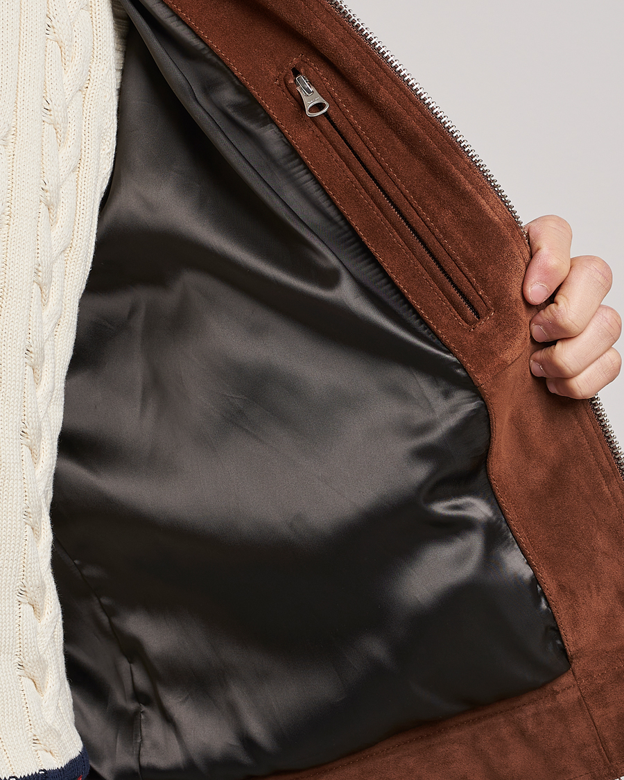 Herr | Jackor | GANT | Suede Jacket Mahogany Brown