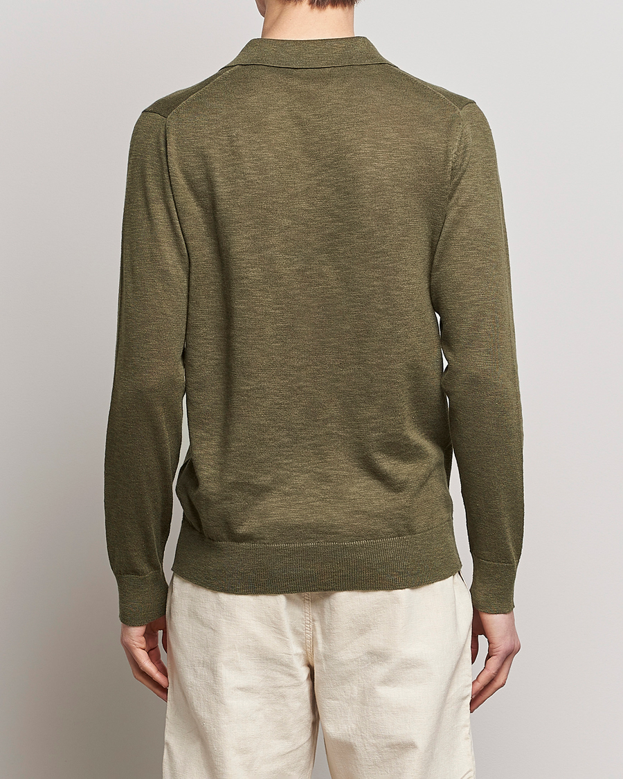 Herr | Tröjor | GANT | Cotton/Linen Knitted Polo Racing Green