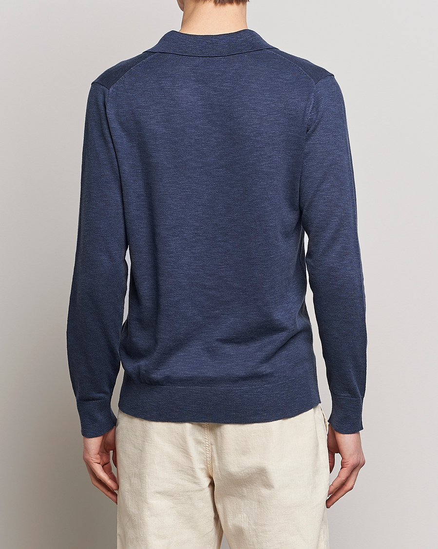 Herr | Tröjor | GANT | Cotton/Linen Knitted Polo Deep Ocean