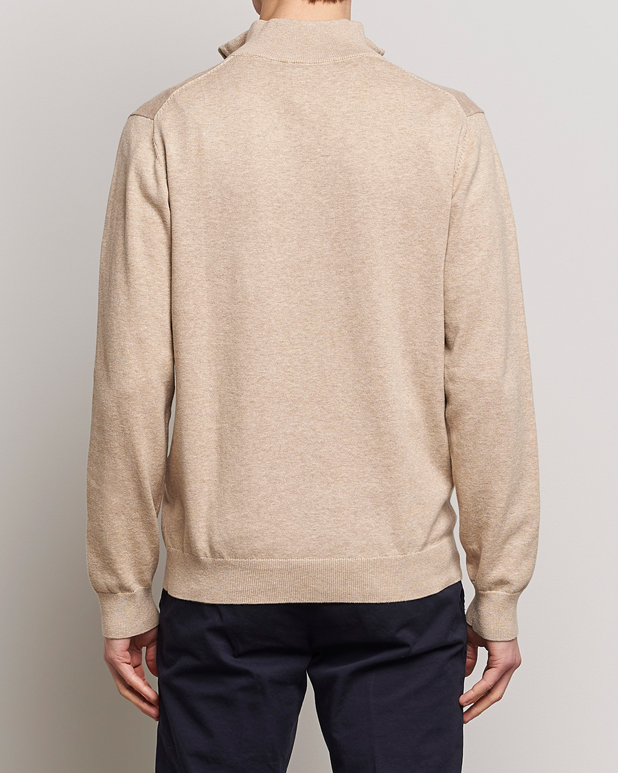 Herr | Tröjor | GANT | Classic Cotton Half-Zip Sweater Sand Melange