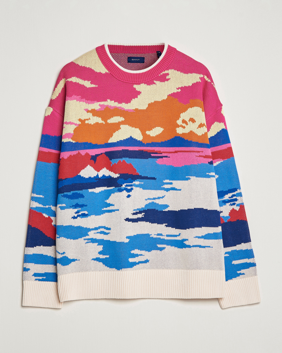 Herr | Tröjor | GANT | Landscape Printed Knitted Crew Neck Multi
