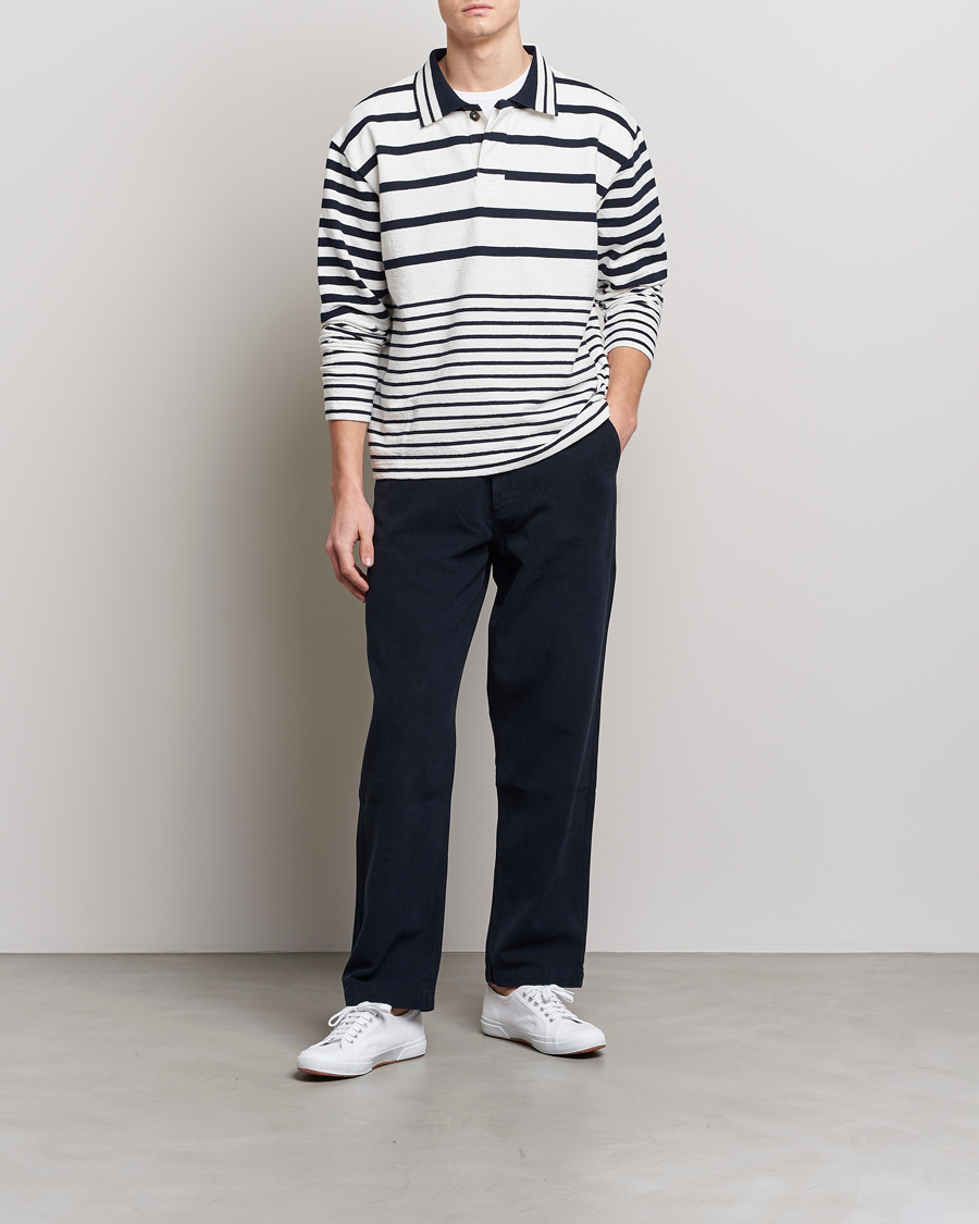 Herr | Tröjor | GANT | Heavy Knitted Striped Rugger Eggshell