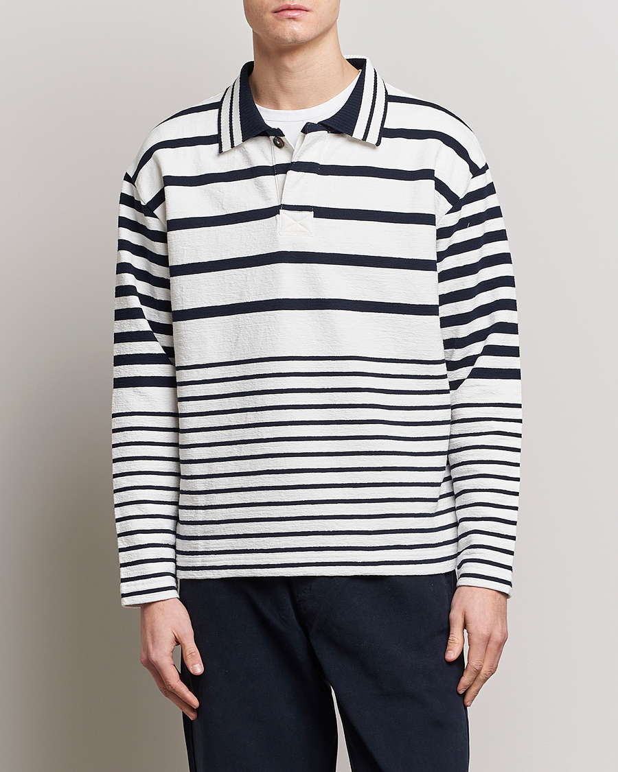 Herr | Tröjor | GANT | Heavy Knitted Striped Rugger Eggshell