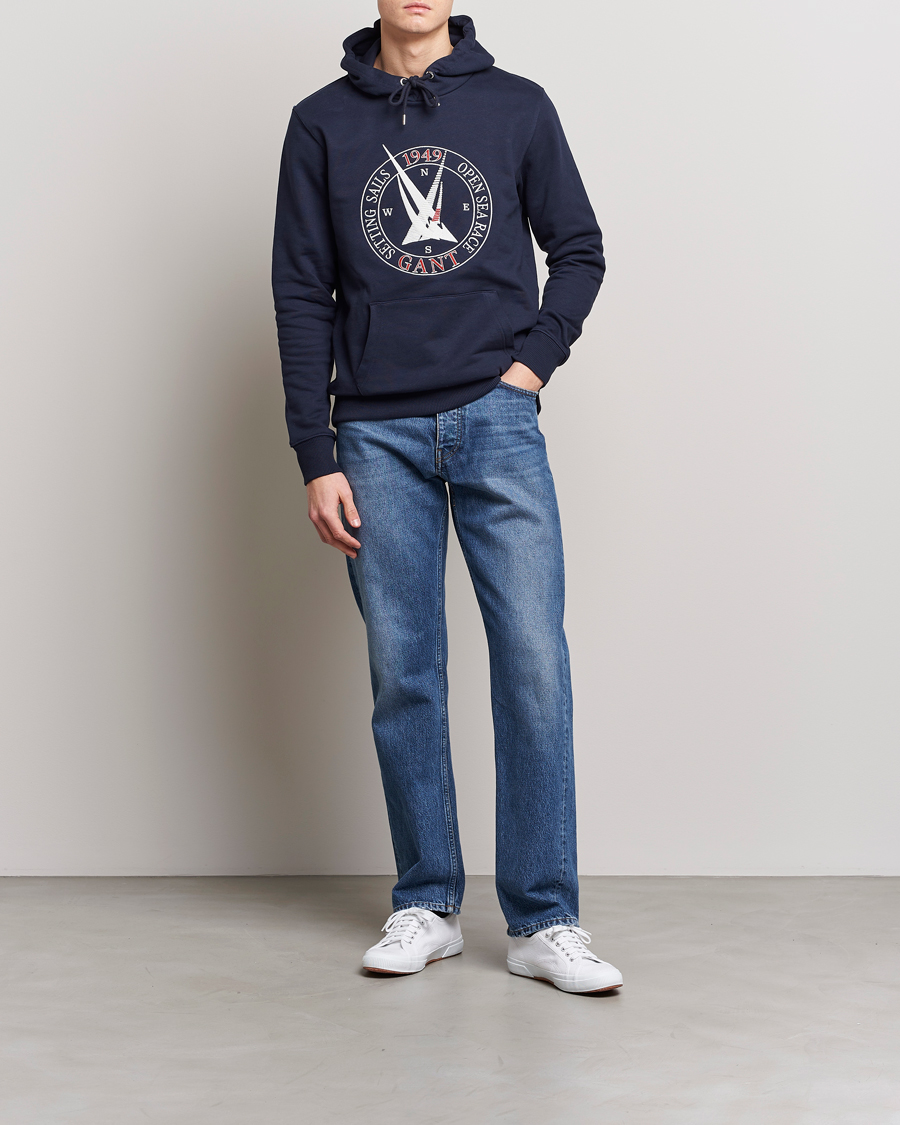 Herr | Tröjor | GANT | Sailing Hoodie Evening Blue