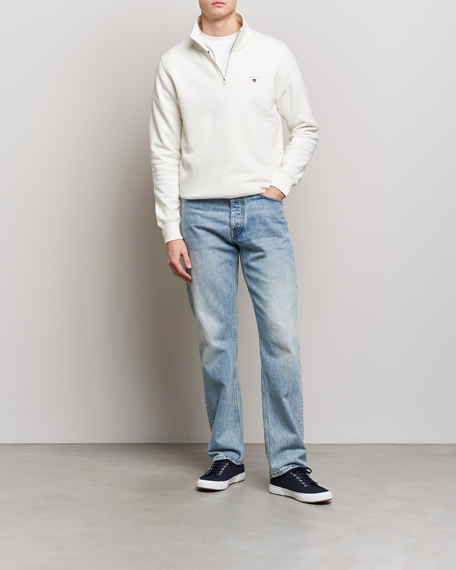 Herr | Tröjor | GANT | Original Shield Logo Half-Zip Eggshell